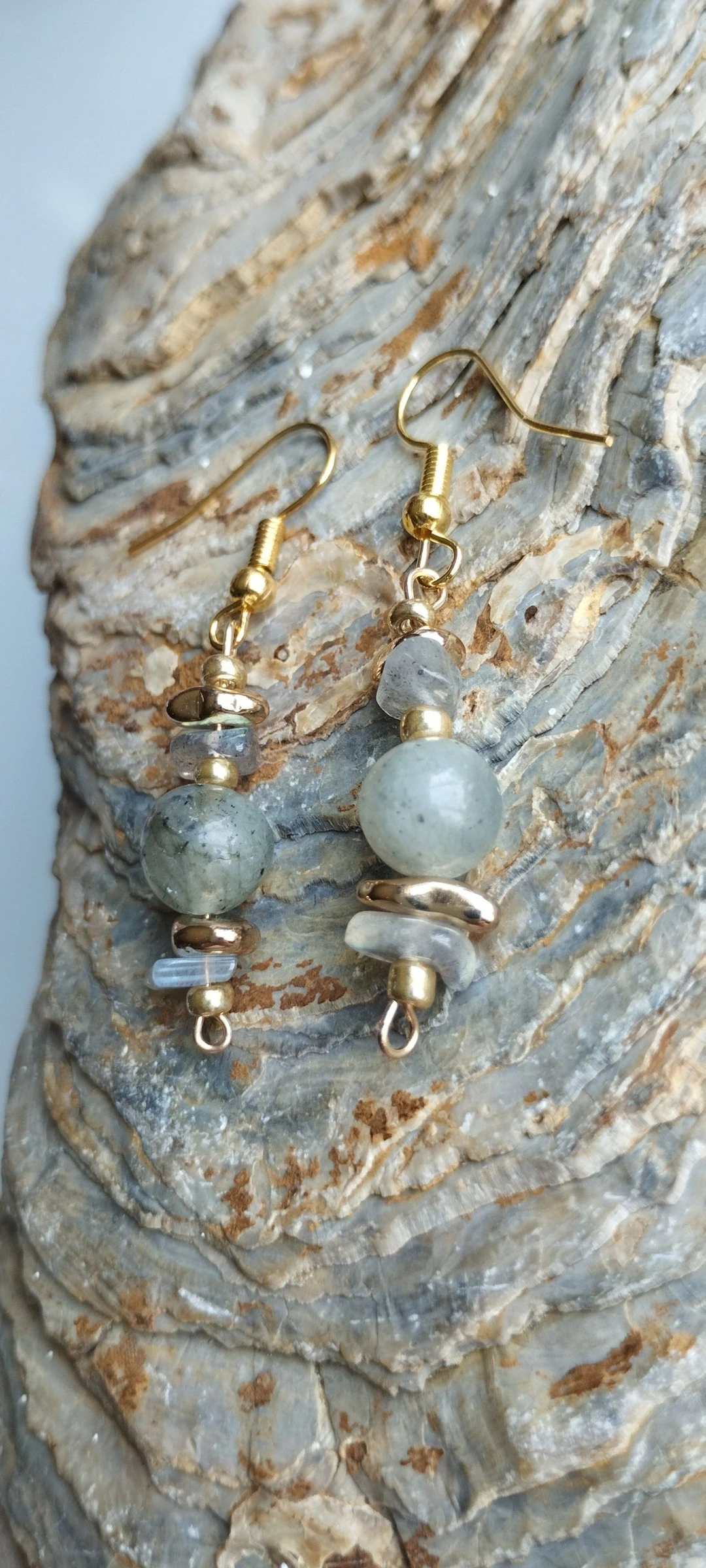 🧿🎁🪨Beautiful Labradorite and Hematite Earrings Gold Plated🪨🎁🧿 – photo 2